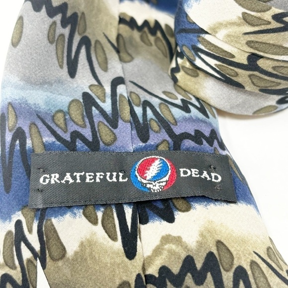 GRATEFUL DEAD Men’s Blue Gray Abstract Print Tie SYNESTHESIA Second Set 1996 USA - Picture 4 of 6